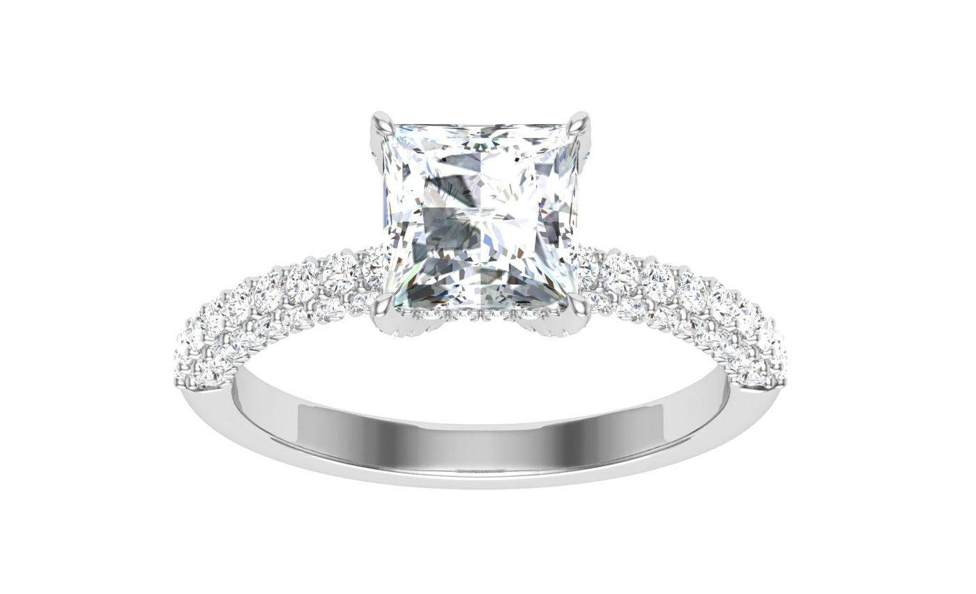 Cherished Princess Cut Micro Pavé Moissanite Engagement Ring White Gold