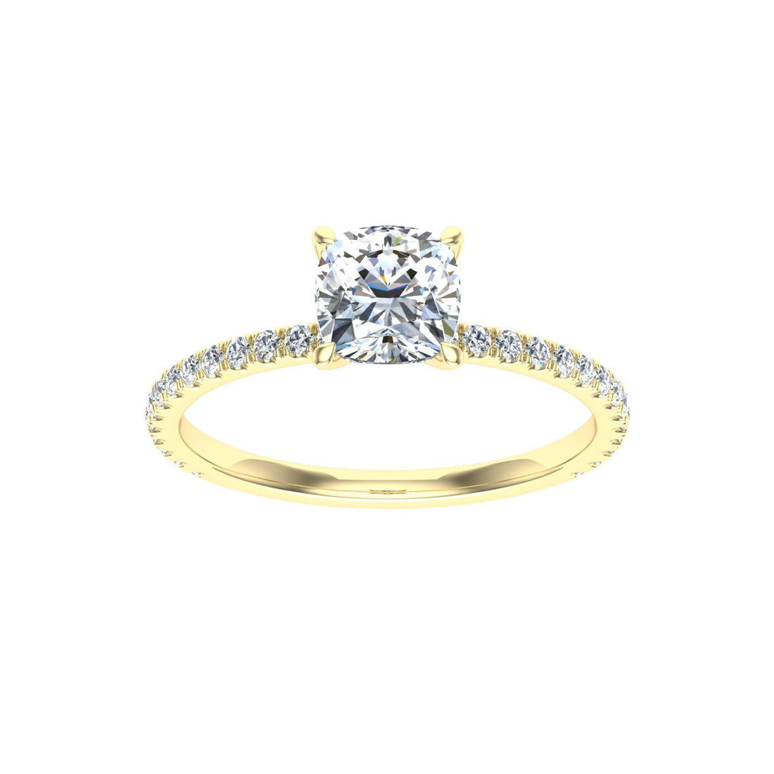 Cipher Cushion Cut Solitaire Moissanite Engagement Ring Yellow Gold