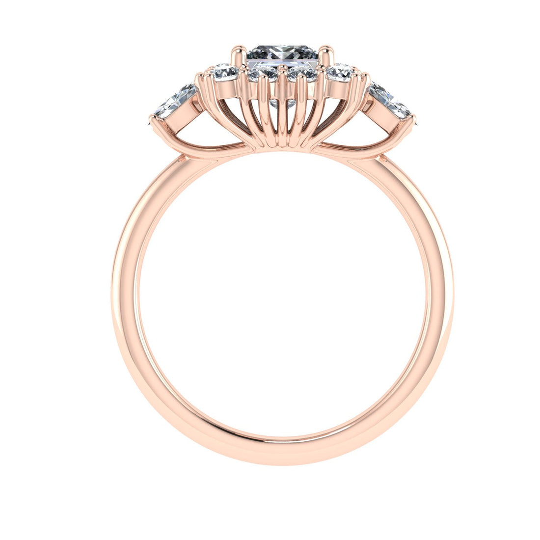 Cipher Princess Cut Halo Moissanite Engagement Ring Rose Gold