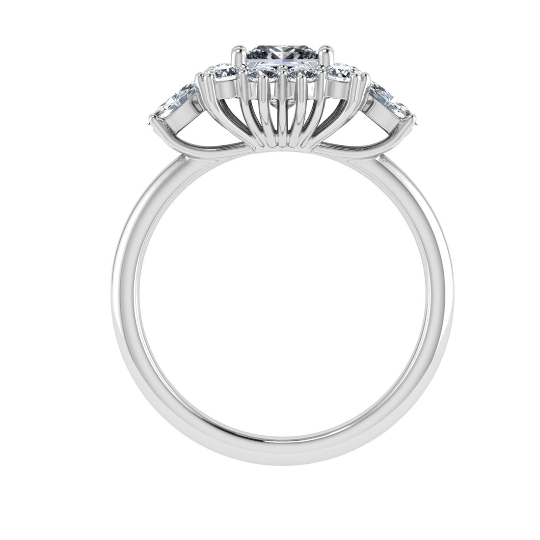 Cipher Princess Cut Halo Moissanite Engagement Ring White Gold