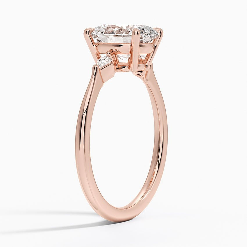 Circlet Oval Three Stone Moissanite Engagement Ring Rose Gold