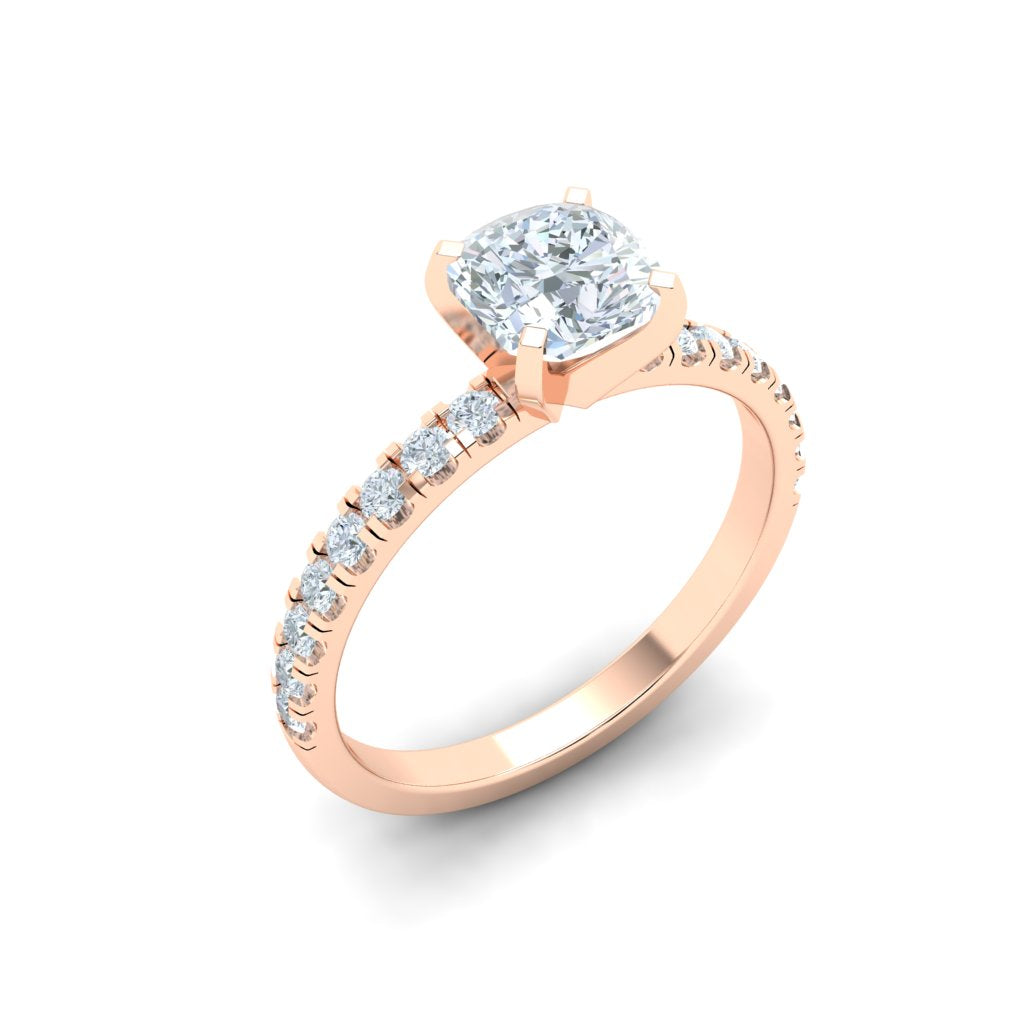 Circular Cushion Cut Pavé Moissanite Engagement Ring Rose Gold