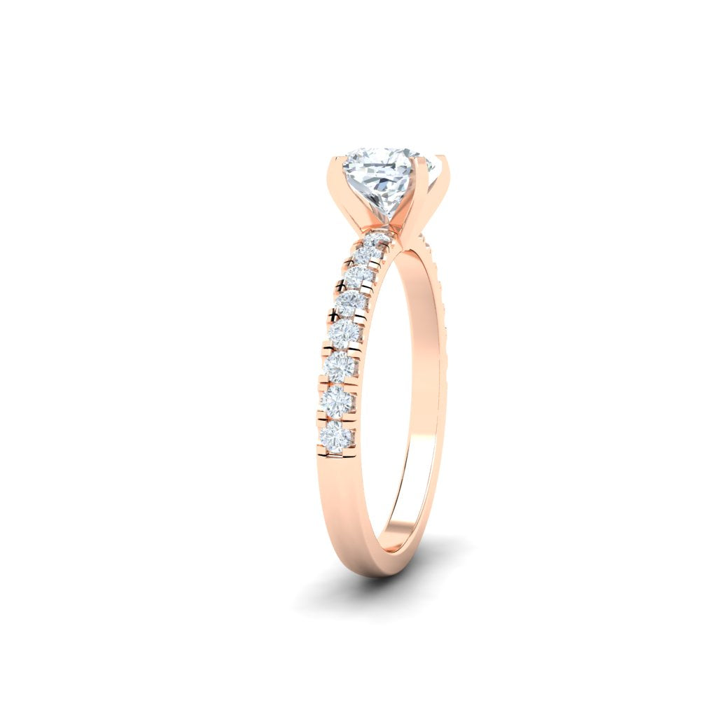 Circular Cushion Cut Pavé Moissanite Engagement Ring Rose Gold