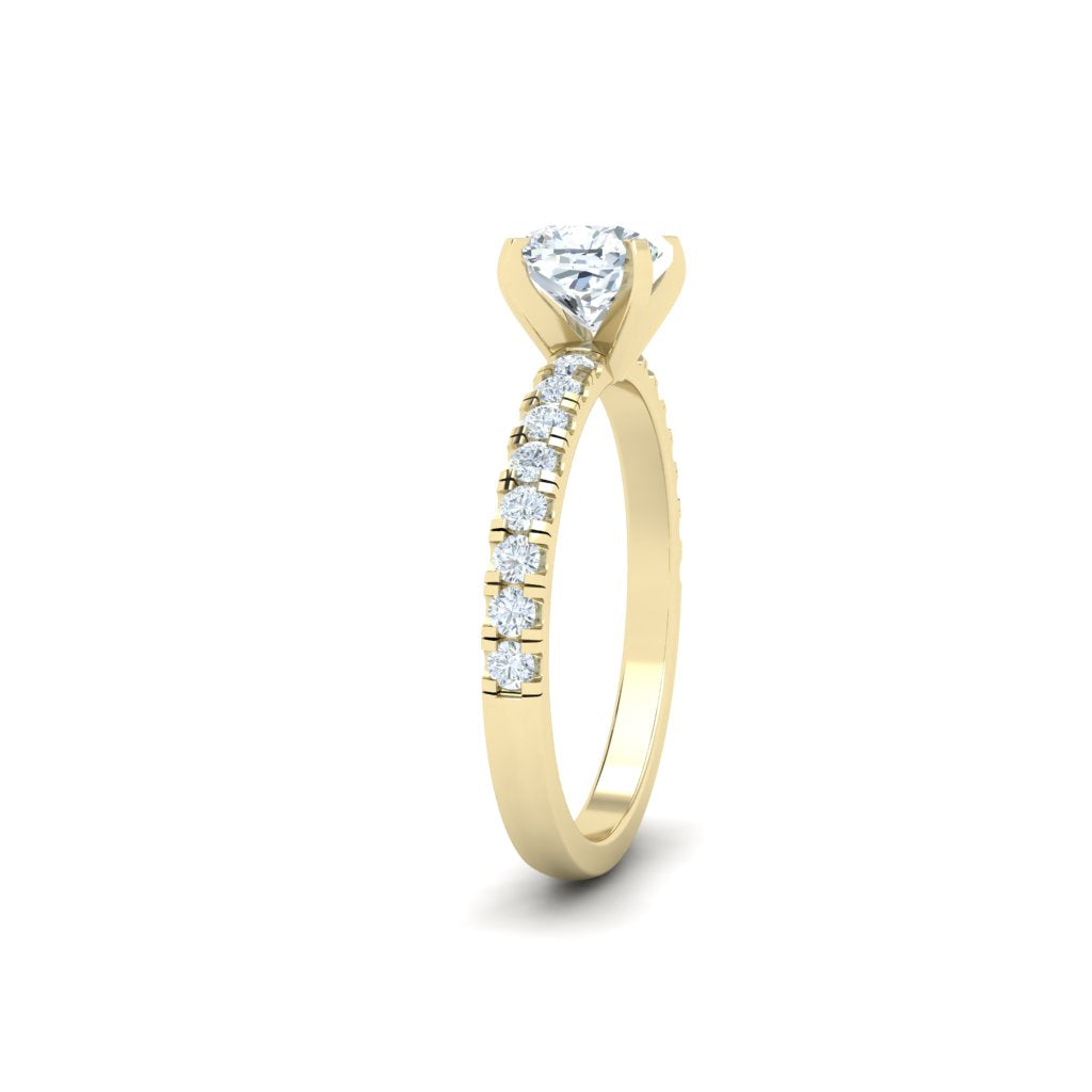 Circular Cushion Cut Pavé Moissanite Engagement Ring Yellow Gold