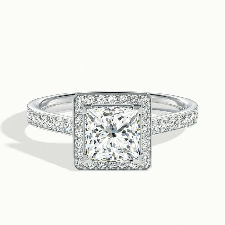 Classic Princess Faye Halo Moissanite Engagement Ring