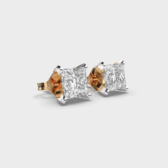 Classic Princess Solitaire Stud Moissanite Earrings