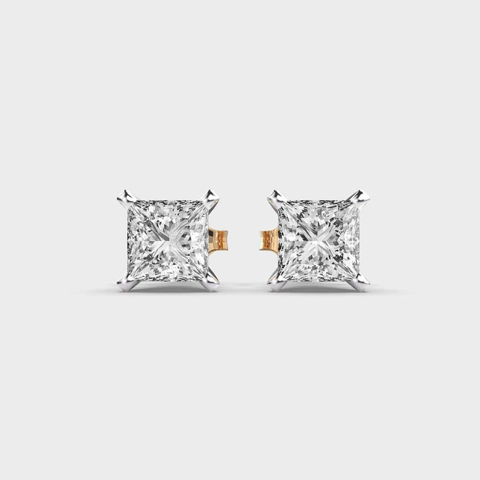 Classic Princess Solitaire Stud Moissanite Earrings