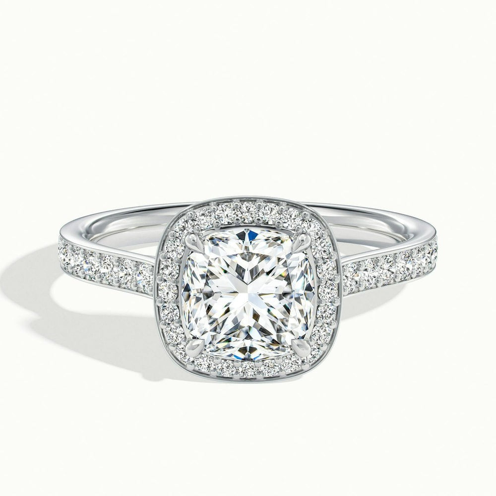 Classic Cushion Cut Halo Moissanite Engagement Ring