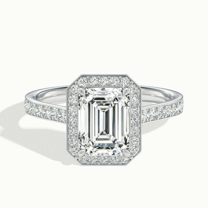 Classic Emerald Cut Halo Moissanite Engagement Ring