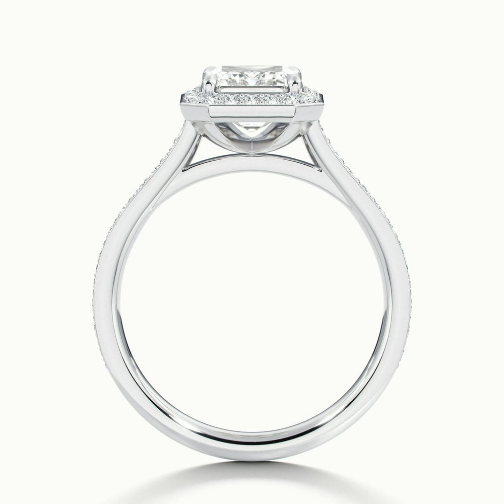 Classic Emerald Cut Halo Moissanite Engagement Ring