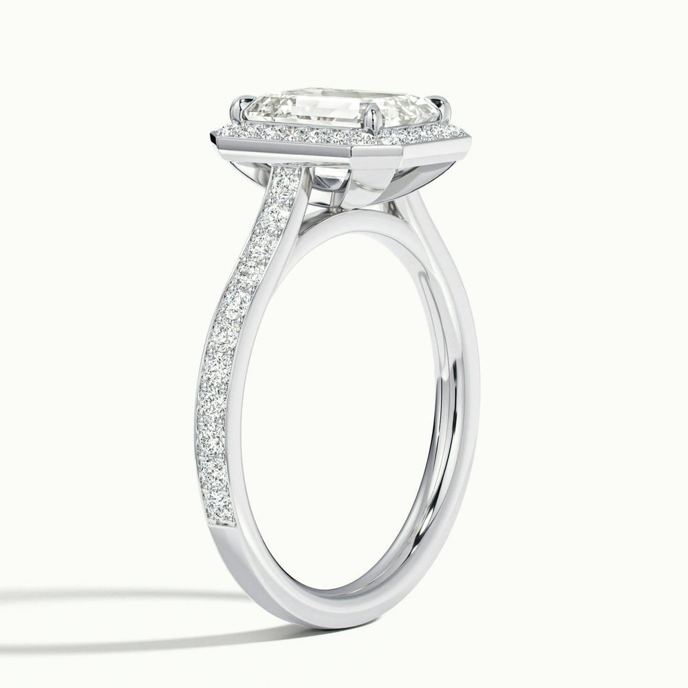Classic Emerald Cut Halo Moissanite Engagement Ring