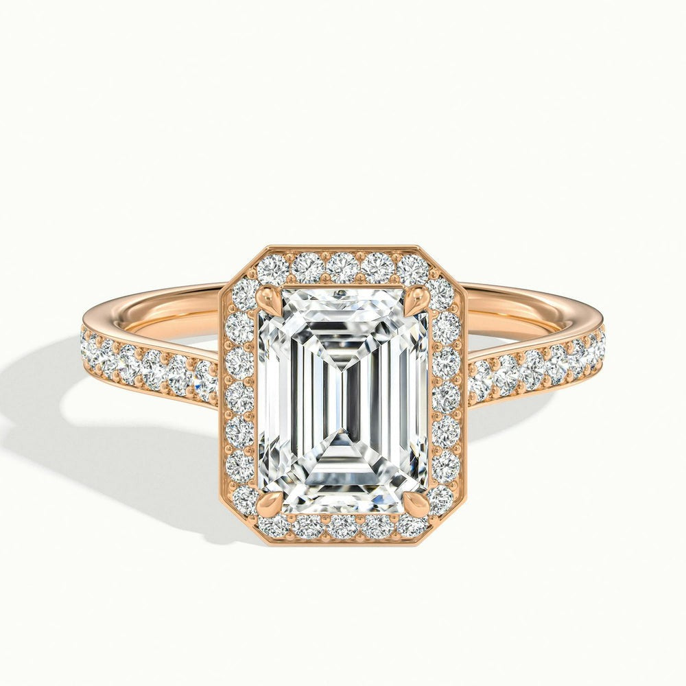 Classic Emerald Cut Halo Moissanite Engagement Ring