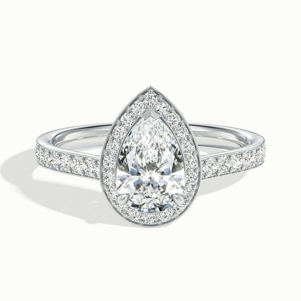 Classic Pear Cut Halo Moissanite Engagement Ring