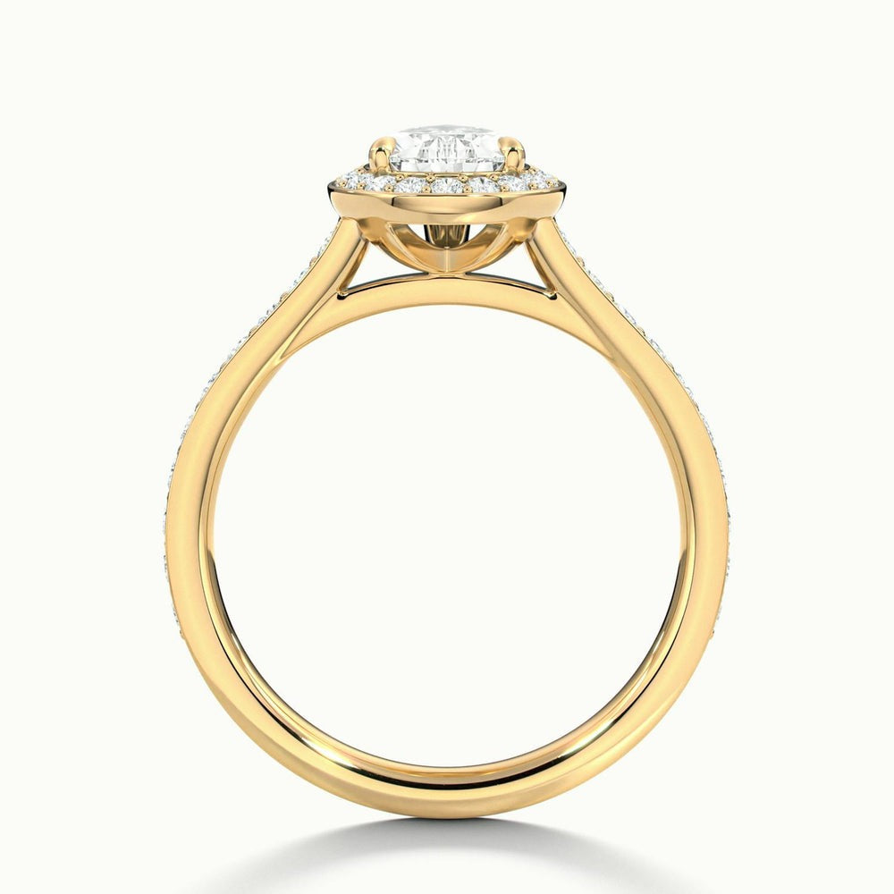 Classic Pear Cut Halo Moissanite Engagement Ring