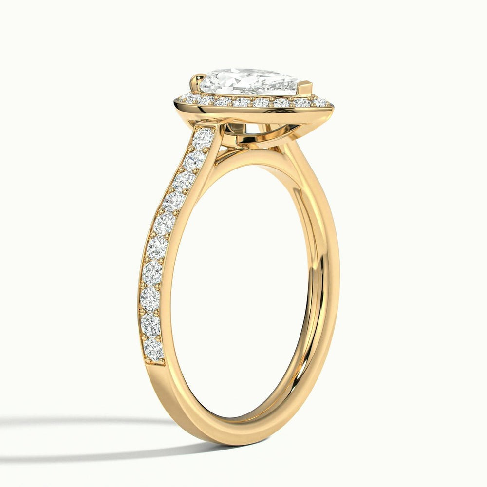 Classic Pear Cut Halo Moissanite Engagement Ring