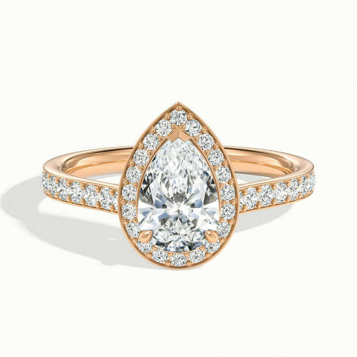 Classic Pear Halo Moissanite Engagement Ring