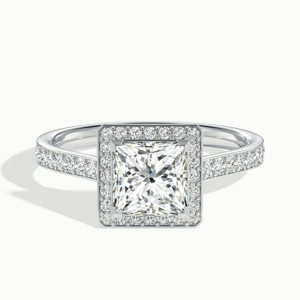 Classic Princess Cut Halo Moissanite Engagement Ring
