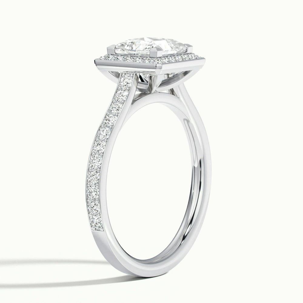 Classic Princess Cut Halo Moissanite Engagement Ring