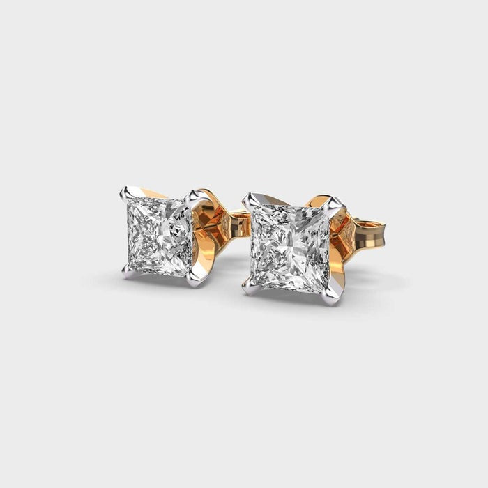 Classic Princess Solitaire Stud Lab Diamond Earrings