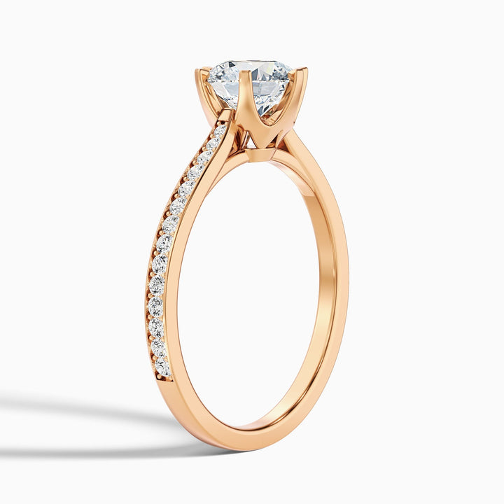 Comet 1 Carat Round Side Stone Pave Lab Grown Engagement Ring in 10k Rose Gold