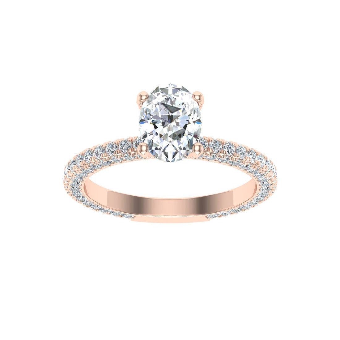 Connection Oval Cut Micro Pavé Moissanite Engagement Ring Rose Gold