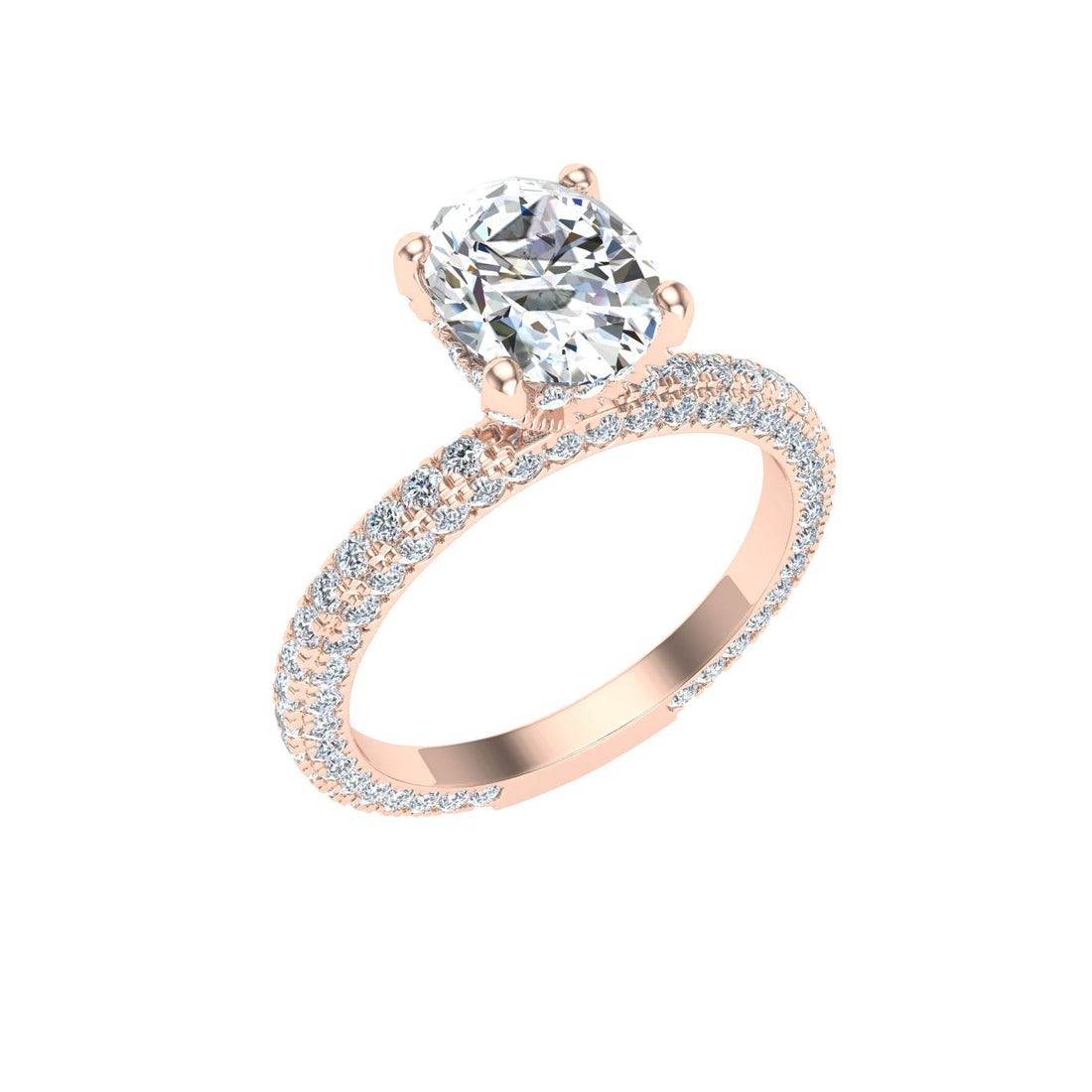 Connection Oval Cut Micro Pavé Moissanite Engagement Ring Rose Gold