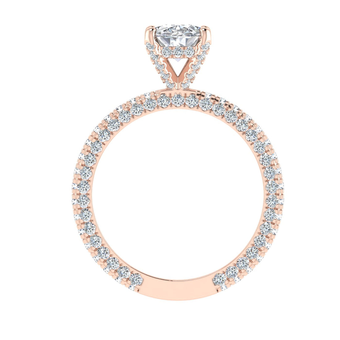 Connection Oval Cut Micro Pavé Moissanite Engagement Ring Rose Gold