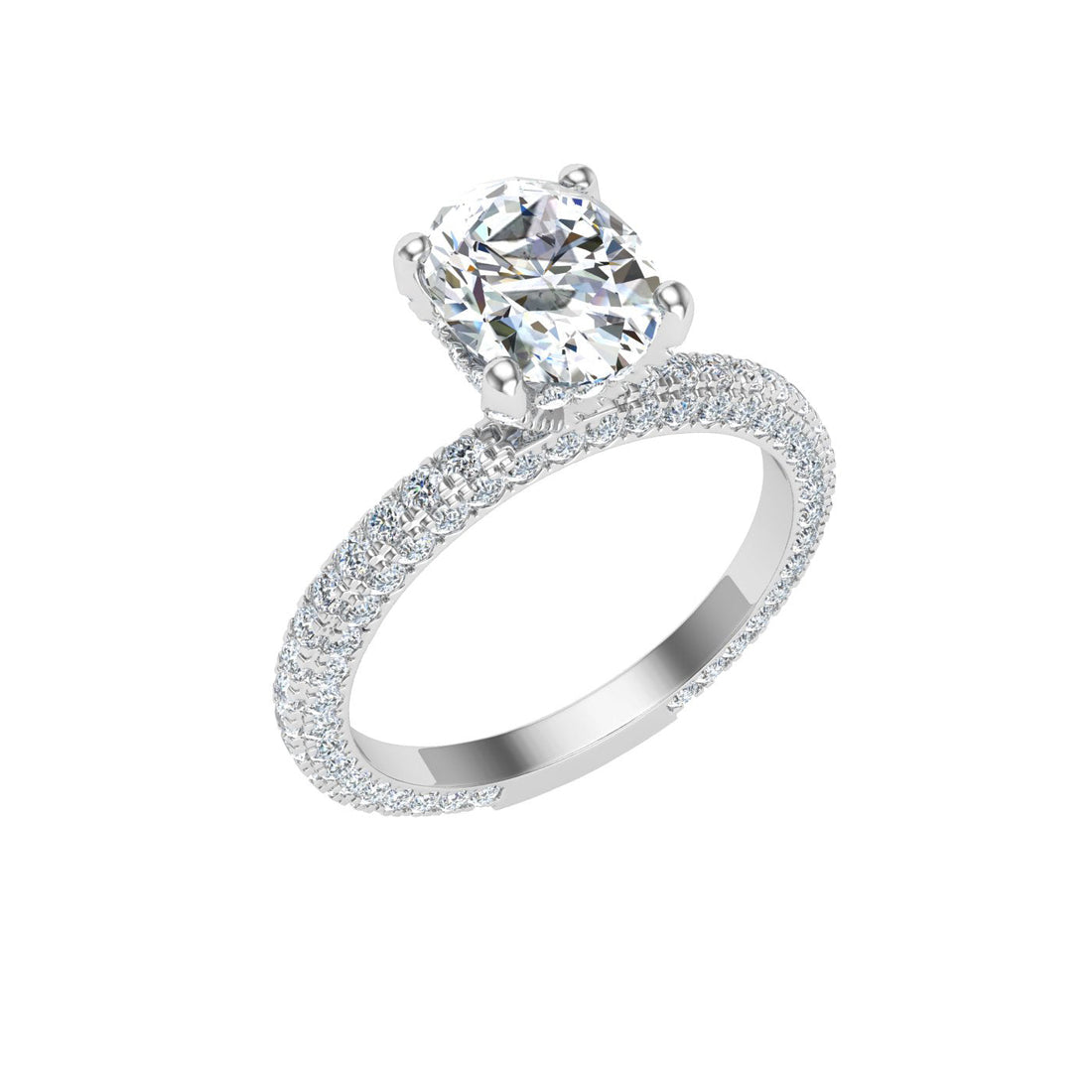 Connection Oval Cut Micro Pavé Moissanite Engagement Ring White Gold