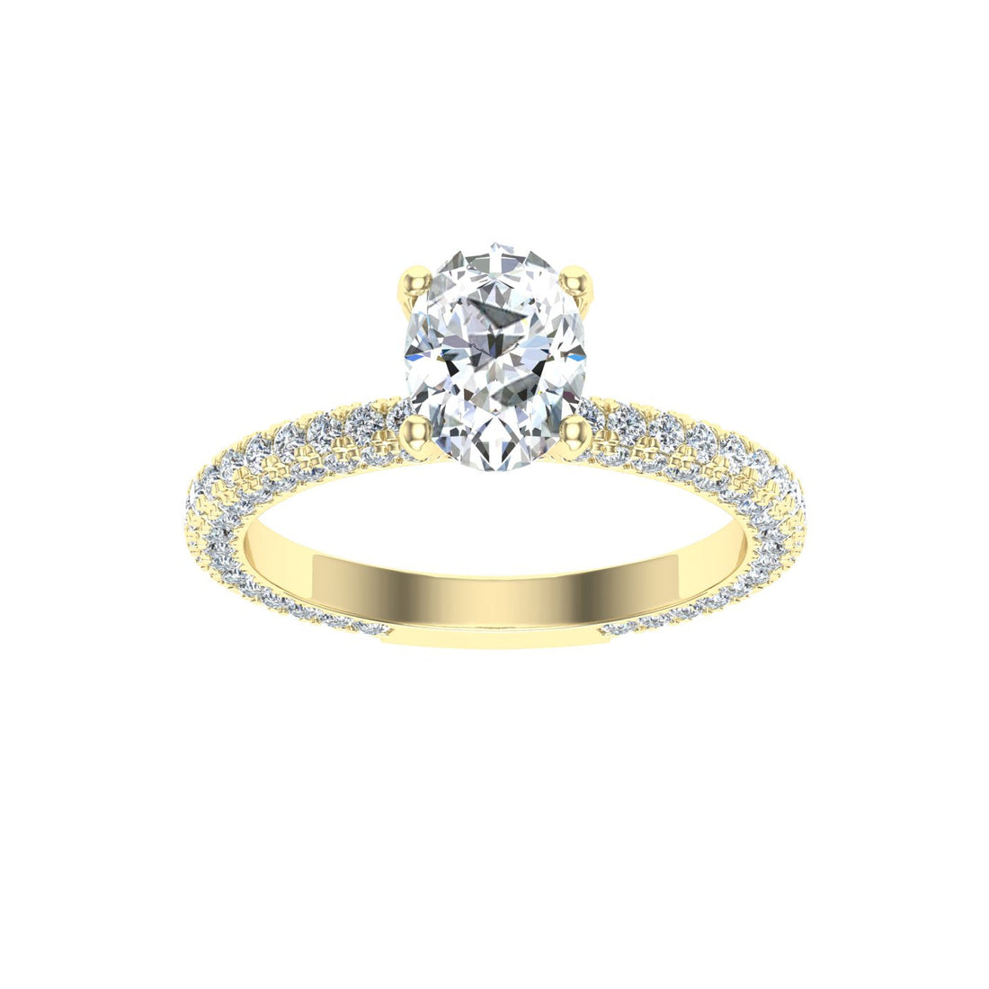 Connection Oval Cut Micro Pavé Moissanite Engagement Ring Yellow Gold