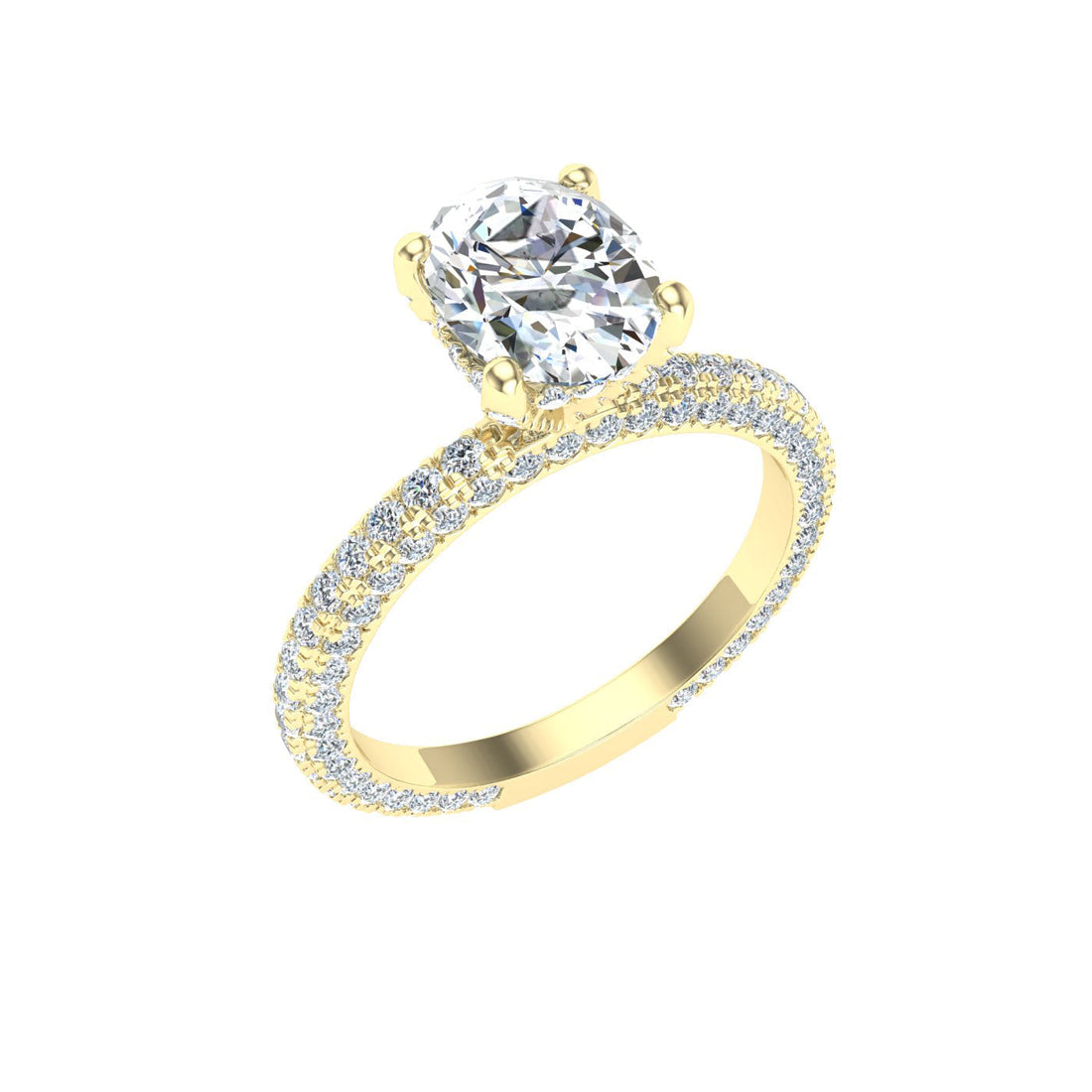 Connection Oval Cut Micro Pavé Moissanite Engagement Ring Yellow Gold