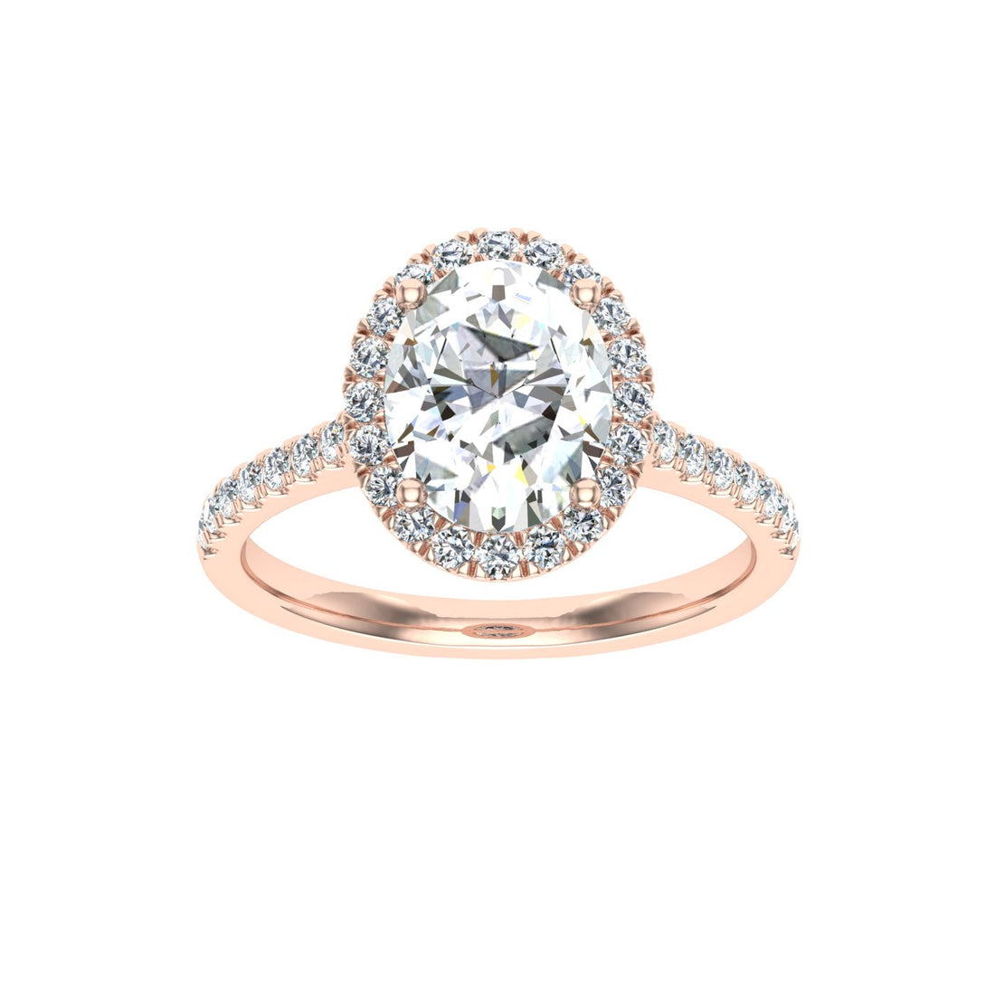 Cosmic Oval Cut Halo Moissanite Engagement Ring Rose Gold