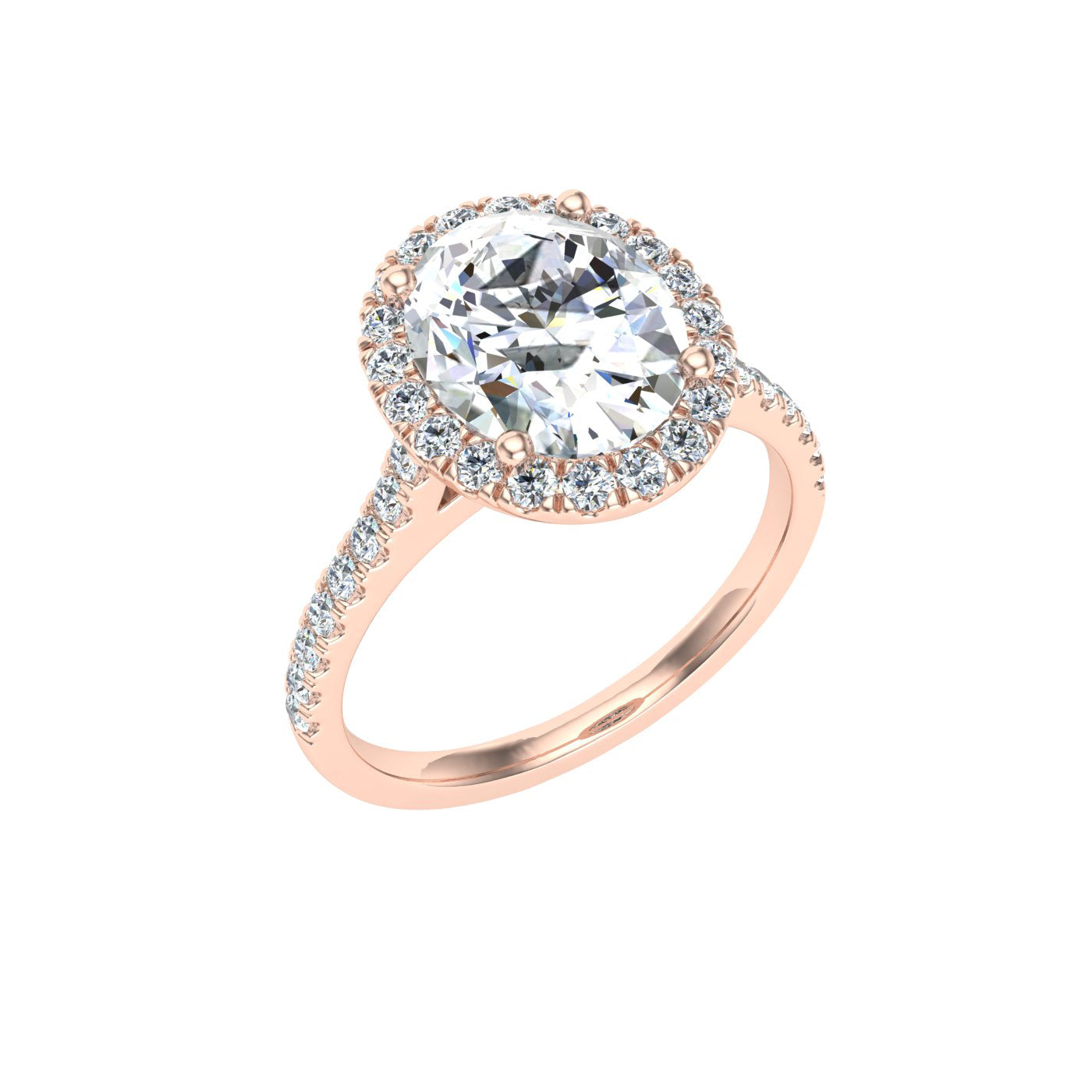 Cosmic Oval Cut Halo Moissanite Engagement Ring Rose Gold