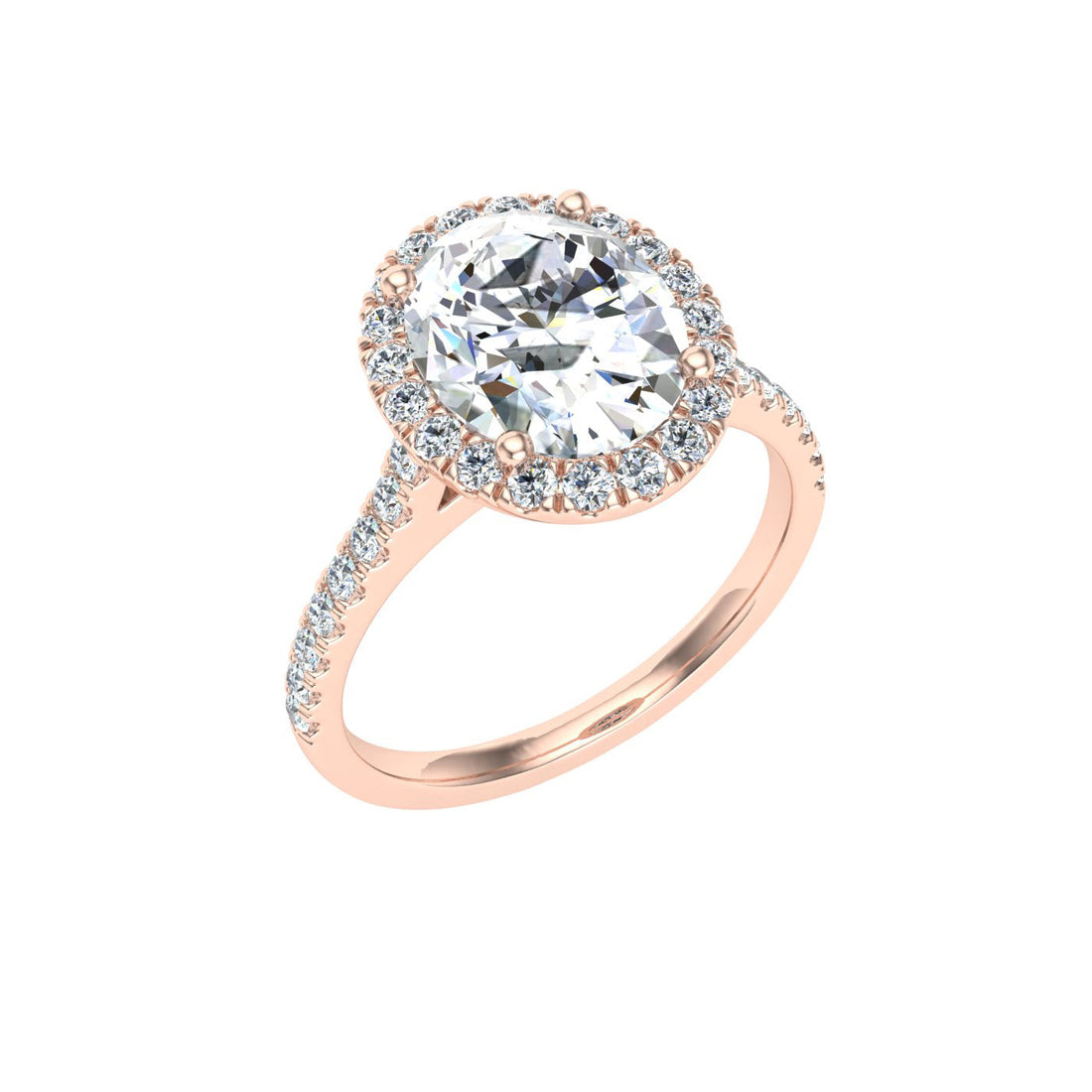 Cosmic Oval Cut Halo Moissanite Engagement Ring Rose Gold