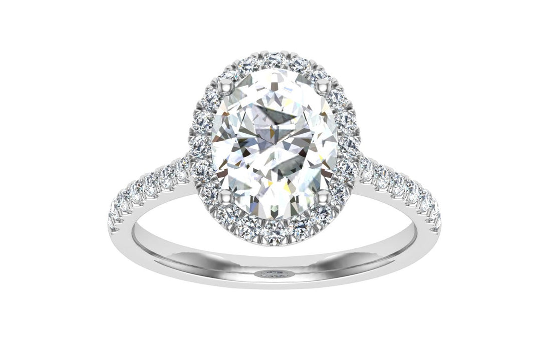 Cosmic Oval Cut Halo Moissanite Engagement Ring White Gold