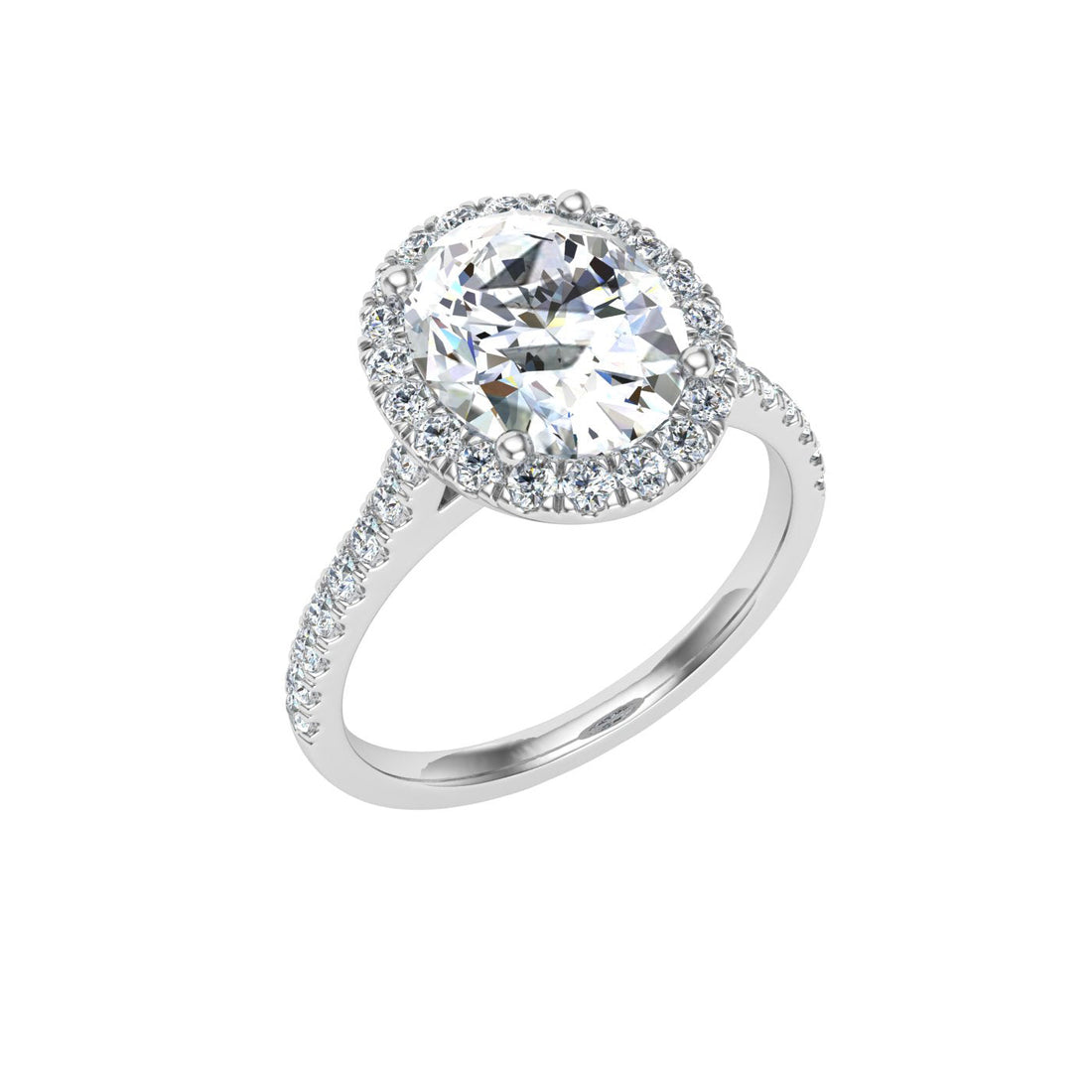 Cosmic Oval Cut Halo Moissanite Engagement Ring White Gold