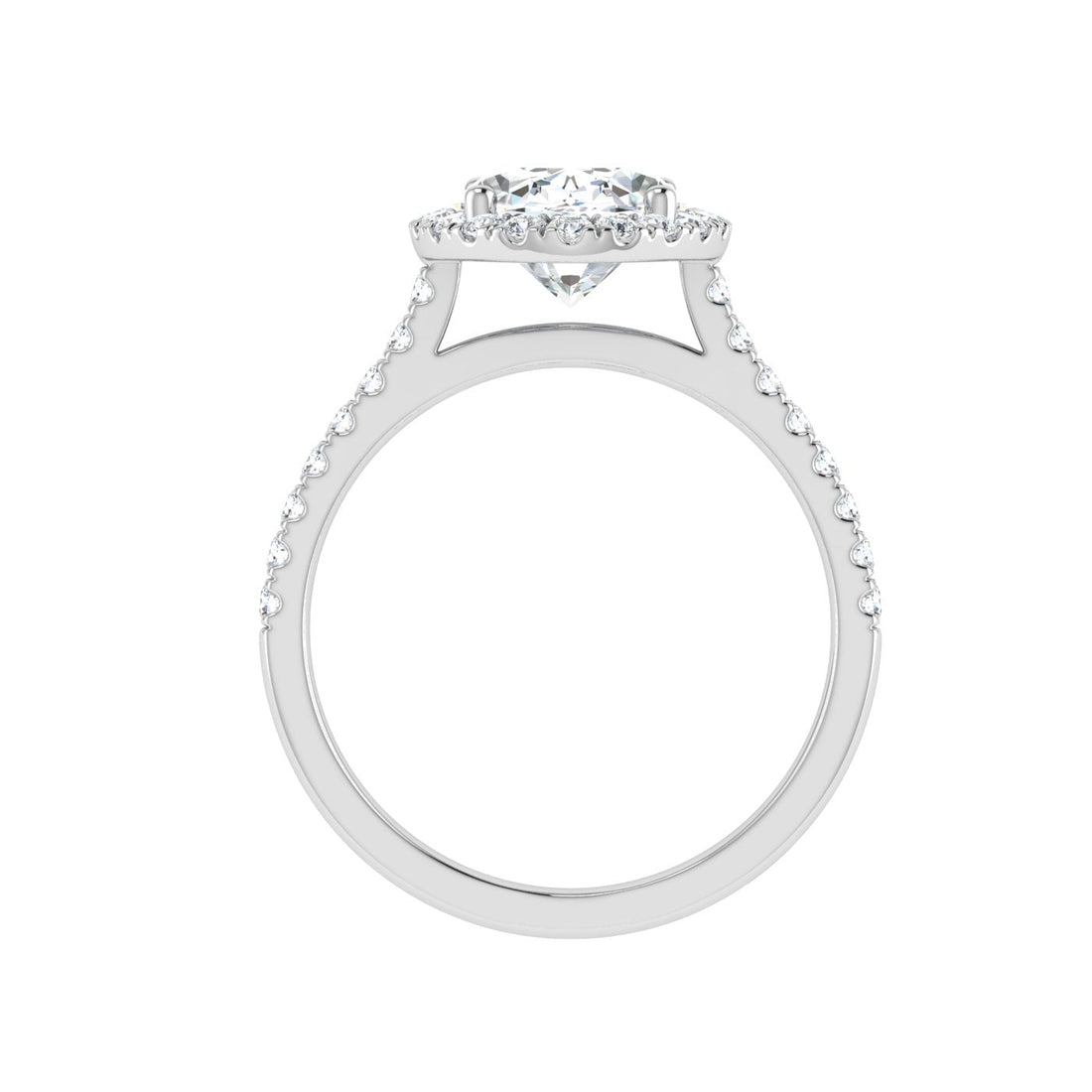 Cosmic Oval Cut Halo Moissanite Engagement Ring White Gold