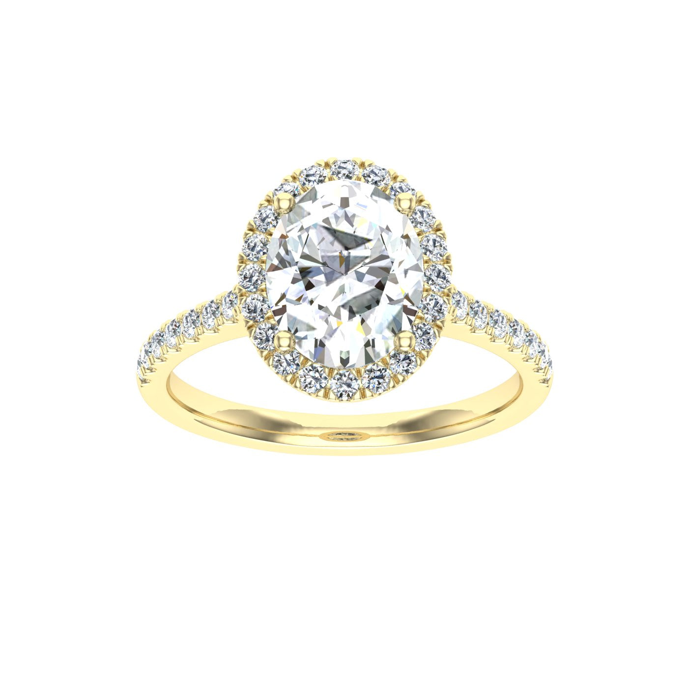 Cosmic Oval Cut Halo Moissanite Engagement Ring Yellow Gold