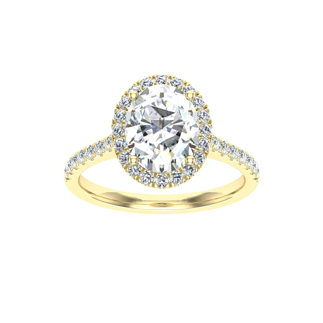 Cosmic Oval Cut Halo Moissanite Engagement Ring Yellow Gold