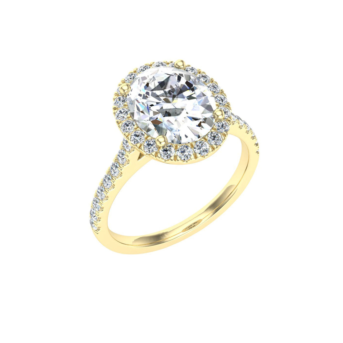 Cosmic Oval Cut Halo Moissanite Engagement Ring Yellow Gold