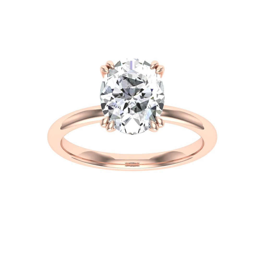 Cosmos Double Claw Oval Cut Solitaire Moissanite Engagement Ring Rose Gold