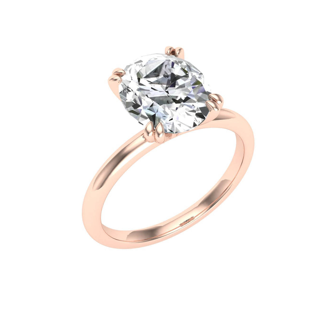 Cosmos Double Claw Oval Cut Solitaire Moissanite Engagement Ring Rose Gold