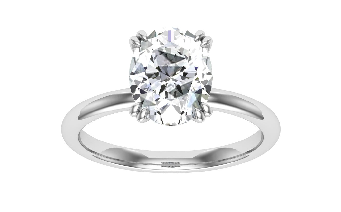 Cosmos Double Claw Oval Cut Solitaire Moissanite Engagement Ring White Gold