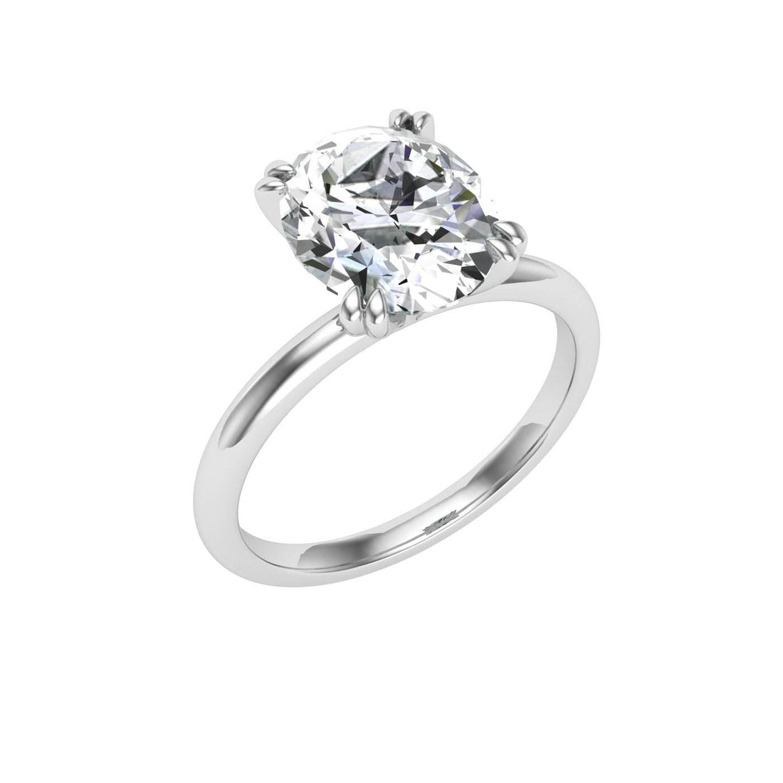 Cosmos Double Claw Oval Cut Solitaire Moissanite Engagement Ring White Gold