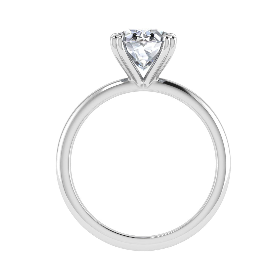 Cosmos Double Claw Oval Cut Solitaire Moissanite Engagement Ring White Gold