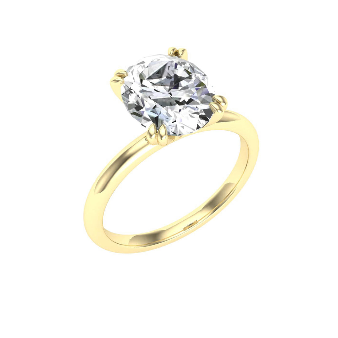 Cosmos Double Claw Oval Cut Solitaire Moissanite Engagement Ring Yellow Gold