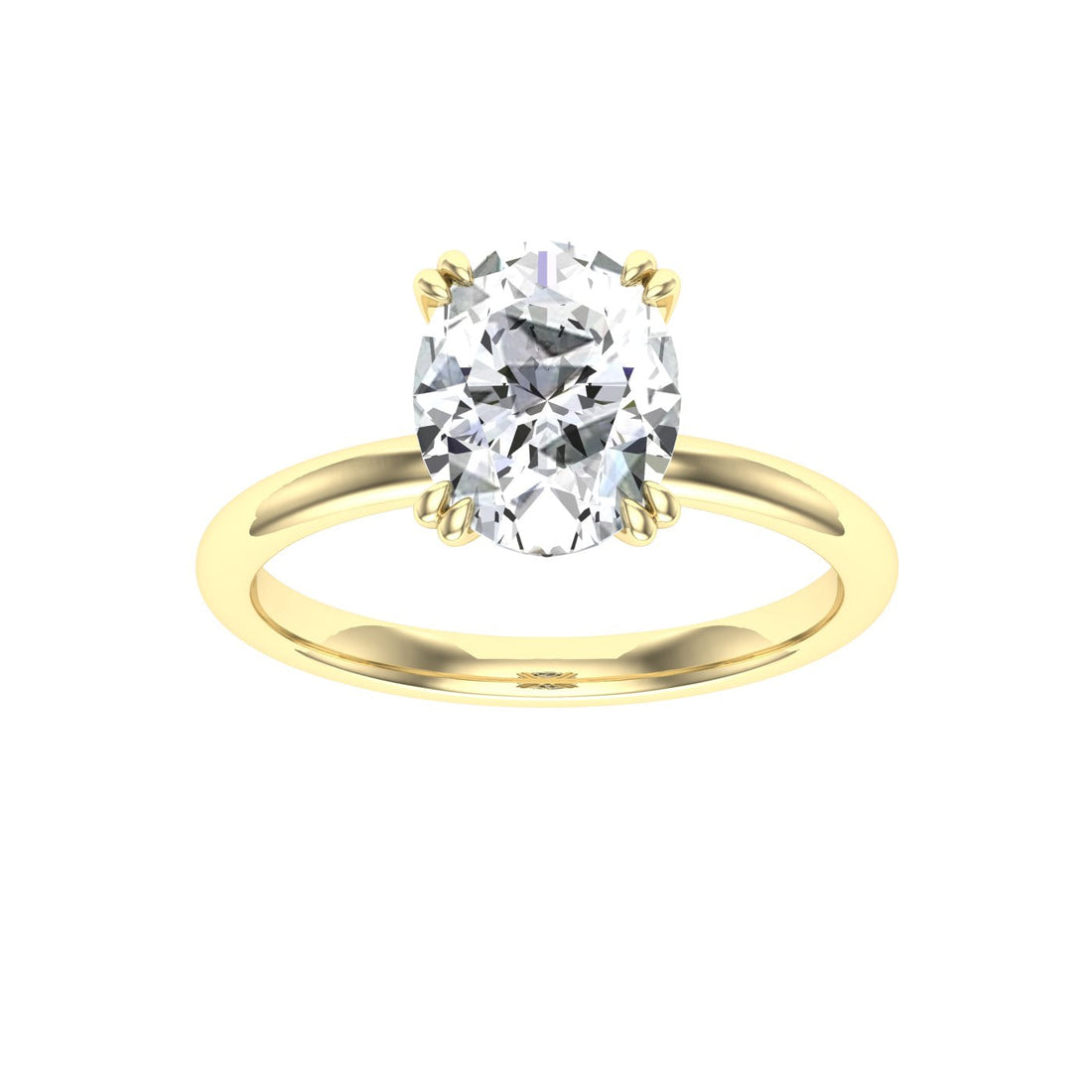 Cosmos Double Claw Oval Cut Solitaire Moissanite Engagement Ring Yellow Gold