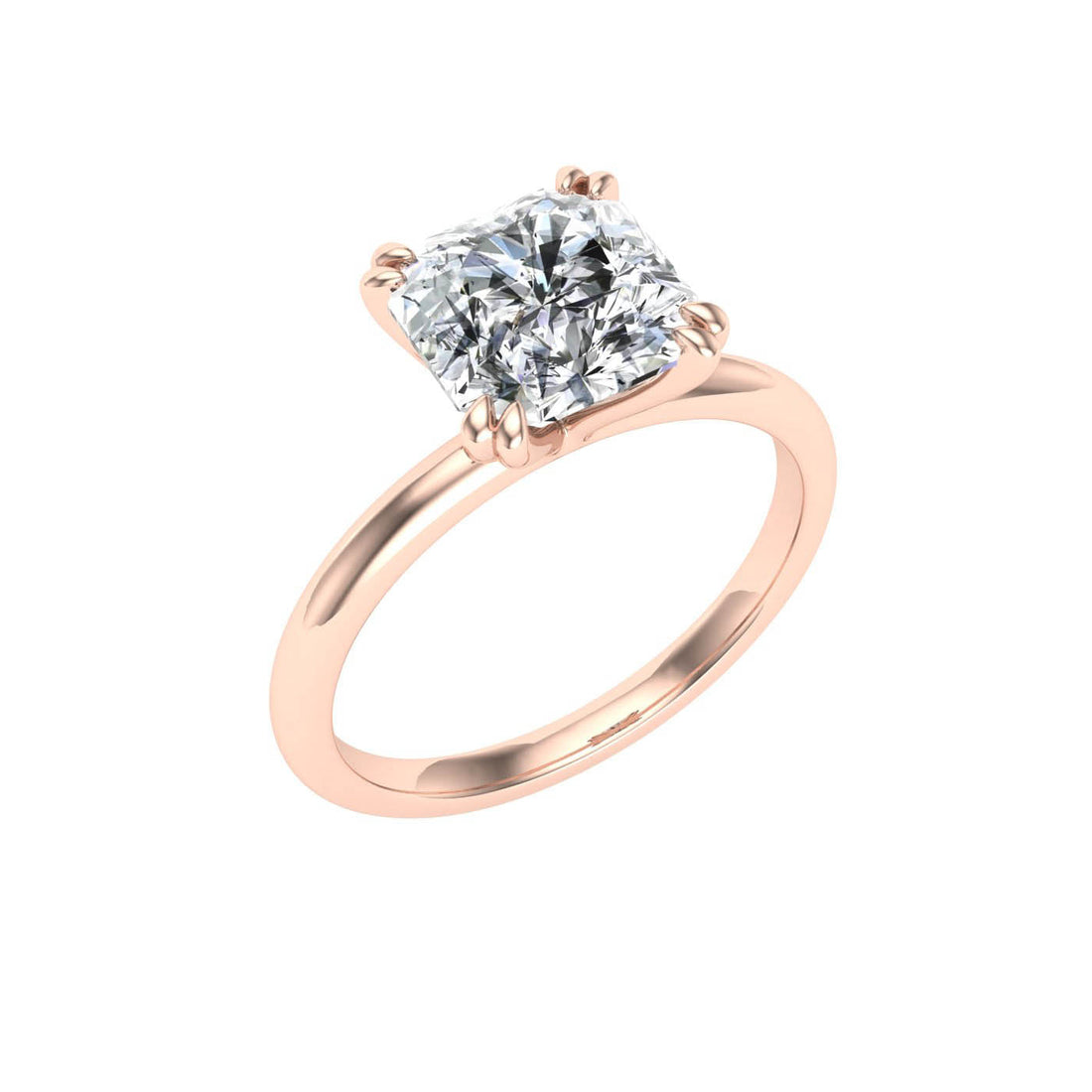 Courtship Double Claw Asscher Cut Solitaire Moissanite Engagement Ring Rose Gold