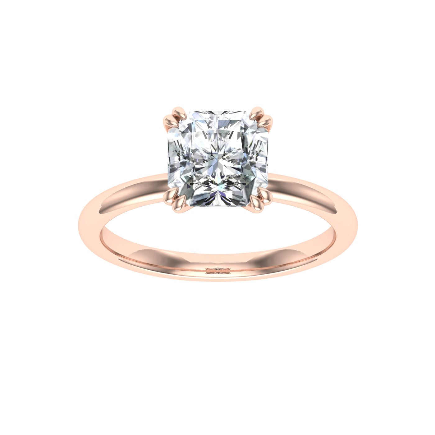 Courtship Double Claw Asscher Cut Solitaire Moissanite Engagement Ring Rose Gold