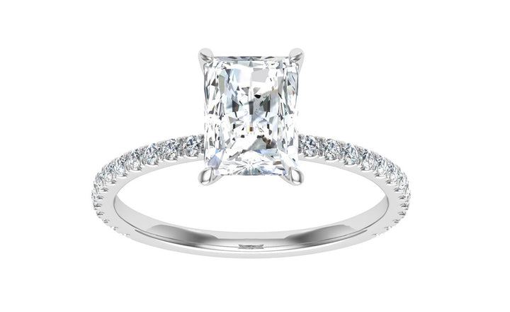 Crescendo Radiant Cut Solitaire Moissanite Engagement Ring White Gold