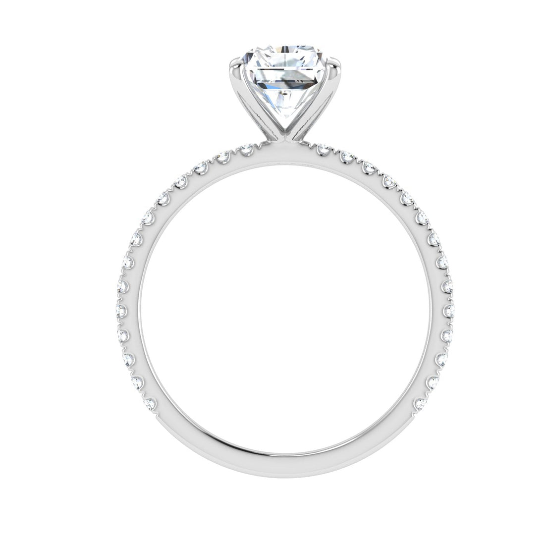 Crescendo Radiant Cut Solitaire Moissanite Engagement Ring White Gold